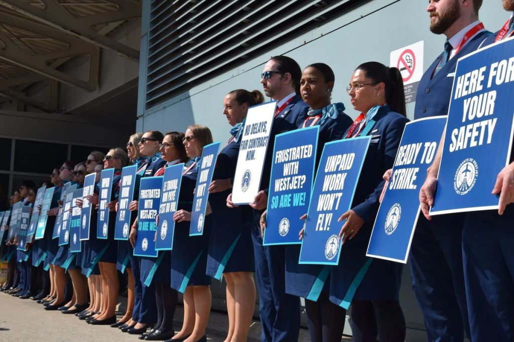 WestJet flight attendants on the picket line